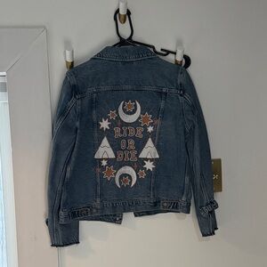 Levi's Blue Jean Jacket with custom embroidery wedding